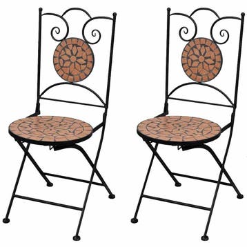 vidaXL Opklapbare stoelen, 2 stuks, keramiek, terracotta, Tuin en Terras, Tuinstoelen, Verzenden, Nieuw