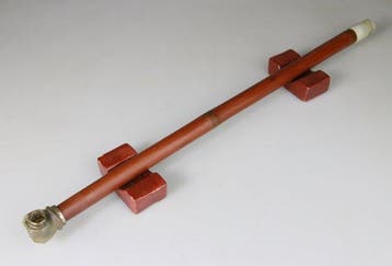 Pipe a opium Chinoise en Bamboo - Poing Pierre - Bambou,, Antiek en Kunst