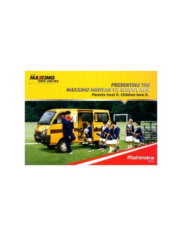 2014 MAHINDRA MAXXIMO MINIVAN VX SCHOOLBUS BROCHURE ENGELS, Ophalen of Verzenden, Nieuw