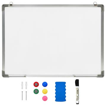 vidaXL Whiteboard magnetisch 70x50 cm staal wit, Verzenden