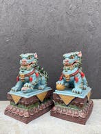 Pair of Chinese Glazed Ceramic Guardian Lions - Aardewerk -