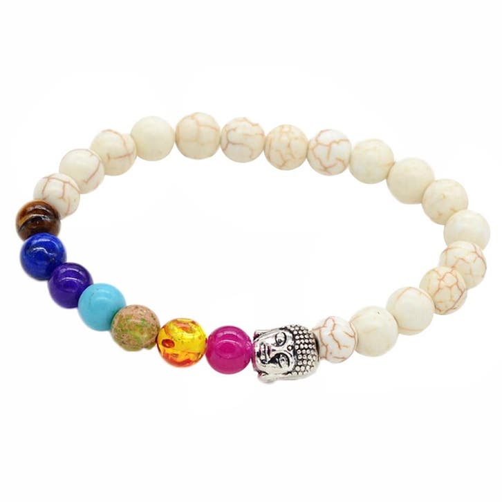 Fako Bijoux - Buddha Armband - Chakra Reiki - Crème -, Handtassen en Accessoires, Armbanden, Verzenden