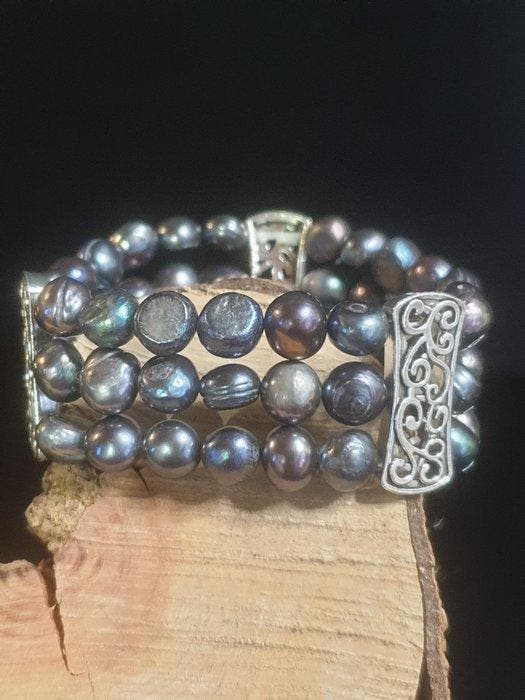 Zilver, Elegante pauw-barokparels - Armband, Verzamelen, Mineralen en Fossielen