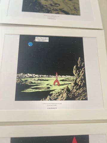 Set aus 3 Exlibris mit Tim und Struppi / Tintin – Mondreise, Nieuw