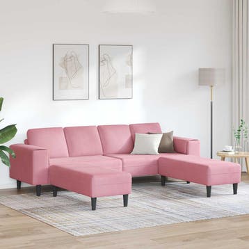 vidaXL Woonkamerbank / zetel 3 st Roze, Verzenden, Nieuw
