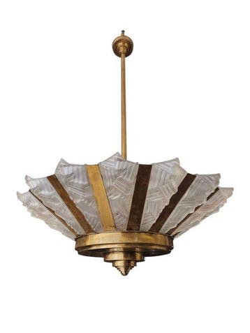 Plafondlamp - Gesatineerd gegoten glas - Art Déco -