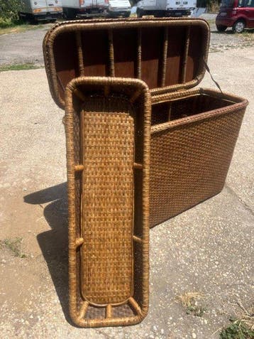 Coffre de rangement de jardin - Rotin - Banquette-coffre en