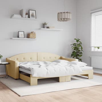 vidaXL Slaapbank met onderschuifbed 90x200 cm stof, Verzenden, Nieuw