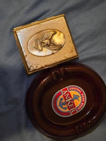 Anker - Zonder minimumprijs - Asbak (2) - Glas, Metaal,, Nieuw