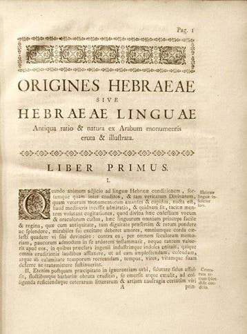 Schultens Albert. - Origines Hebraeae Linguae - 1761