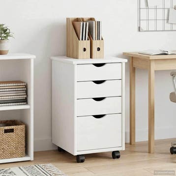 vidaXL Rollende kast met wiel Wit 34 x 39 x 56 cm Massief, Verzenden, Nieuw