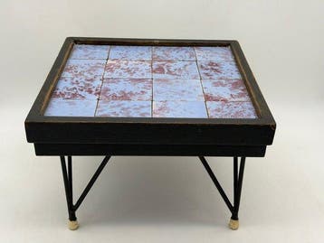Table dappoint - Chêne - Table à carrelage du milieu du, Antiquités & Art