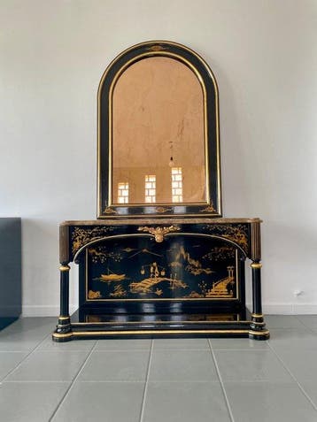 Bijzettafel (2) - Emperador marmer, Hout