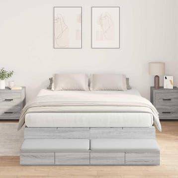 vidaXL Opbergbedframe met lade Grijs Sonoma 150 cm Bewerkt, Verzenden