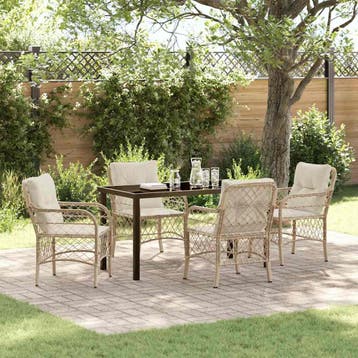 vidaXL Tuin Eettafel Set 5 st Beige poly rattan, Tuin en Terras, Verzenden, Nieuw