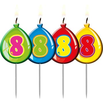 Kaars 8 Jaar Ballon 8cm, Verzenden, Nieuw