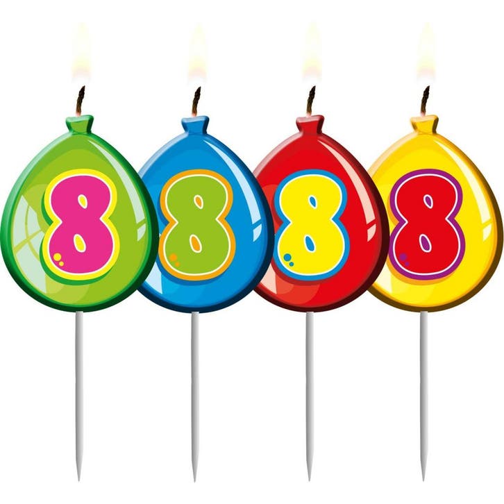 Kaars 8 Jaar Ballon 8cm, Hobby en Vrije tijd, Feestartikelen, Nieuw, Verzenden