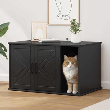 vidaXL Kattenhuis Zwart 85 x 55 x 50,5 cm Bewerkt hout, Verzenden