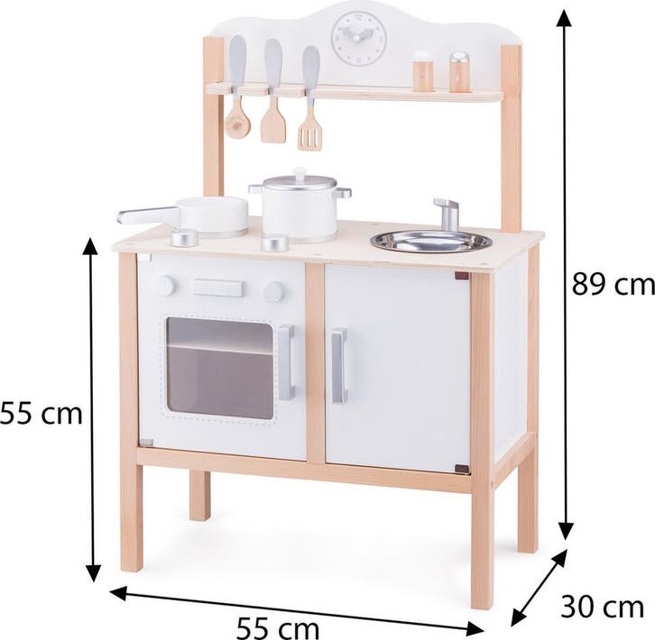 New Classic Toys® Houten Speelkeuken - Wit - Inclusief, Kinderen en Baby's, Speelgoed | Overig, Zo goed als nieuw, Verzenden