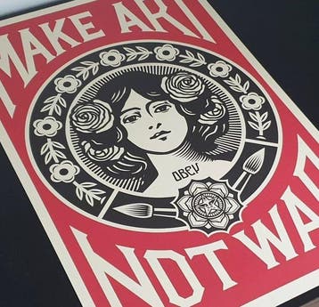 Shepard Fairey (OBEY) (1970) - Make Art Not War, Antiquités & Art