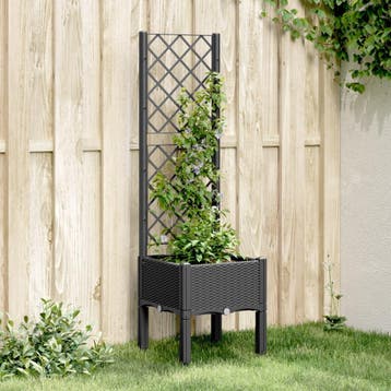 vidaXL Plantenbak met latwerk 40x40x142 cm polypropeen zwart, Verzenden