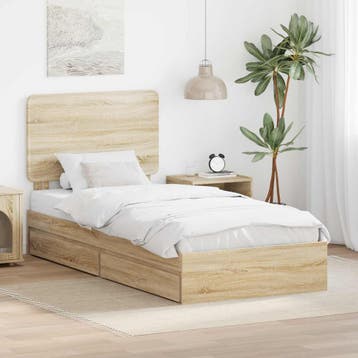 vidaXL Opbergbed met lade Sonoma Eik 90 x 200 cm Bewerkt, Verzenden