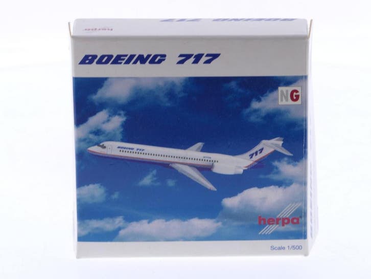 Schaal 1:500 Herpa 510370 Boeing Company Boeing 717 Reg...., Hobby en Vrije tijd, Modelbouw | Vliegtuigen en Helikopters, Zo goed als nieuw