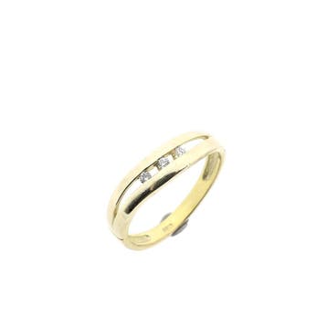 8 karaat ring met zirconia, Handtassen en Accessoires, Ringen, 18 tot 19, Gebruikt, Geel, Ophalen of Verzenden