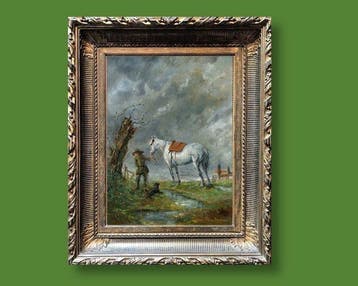 Van Romhaais (XX) - Escuela Holandesa - Paseando al caballo,