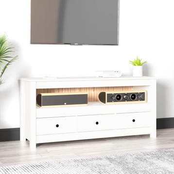 vidaXL Tv-meubel 114x35x52 cm massief grenenhout wit, Huis en Inrichting, Verzenden, Nieuw