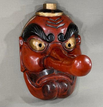 Noh masker - Hout, Extra-large (44,5 cm) Japans handgesneden