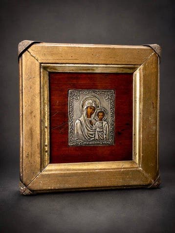 Icoon - Moeder Gods van Kazan - .875 (84 Zolotniki) zilver -