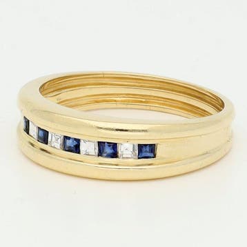 Bague - 18 carats Or jaune Diamant (Naturelle) - Saffier, Nieuw