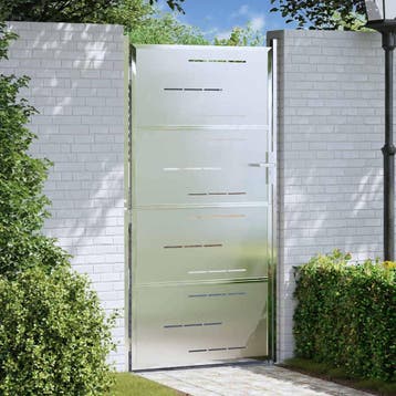 vidaXL Tuinpoort 85 x 174 cm Roestvrij staal zilver, Verzenden