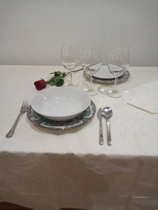 Bordados Almagro lino - Nappe - 150 cm - 150 cm - Nappage, Antiquités & Art, Tapis & Textile