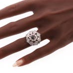 Bague Platine - 0.44ct. tw. Saphir - Diamant - Cocktail, Bijoux, Sacs & Beauté