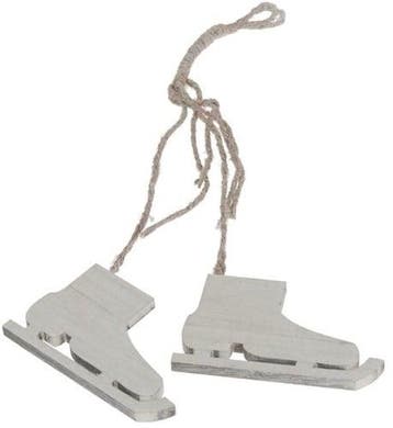Houten Schaatsen White wash 10x6 cm per 5 paar, Nieuw