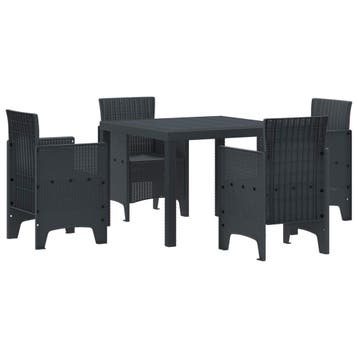 vidaXL Tuin Eettafel Set 5 st Antraciet Polypropyleen, Verzenden, Nieuw
