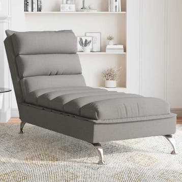 vidaXL Massage chaise longue met kussens stof taupe, Verzenden, Nieuw