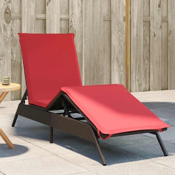 vidaXL Ligstoel met kussen bruin polyrotan, Tuin en Terras, Verzenden, Nieuw