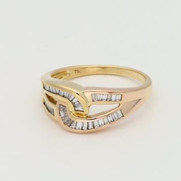 Bague - 18 carats Or jaune, Or rose - Baguette/Taperd, Bijoux, Sacs & Beauté, Bagues