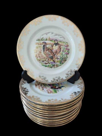 Limoges - Service de table pour 12 (13) - Chasse au gibier -