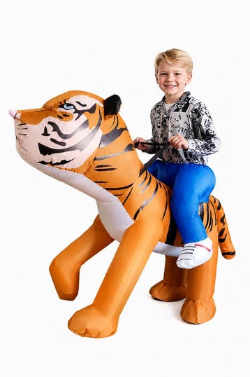 KIMU® Opblaas Kostuum Kinderen Zittend Op Siberische Tijger, Kinderen en Baby's, Ophalen of Verzenden, Nieuw
