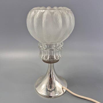 Vintage Space Age Tisch Leuchte – Verchromter Fuß mit Glas
