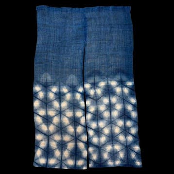 Indigo , Shibori Dyed Hemp - Tapisserie - 134 cm - 81 cm -