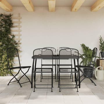 vidaXL 7-delige Tuinset metaalgaas antracietkleurig, Verzenden, Tuinset