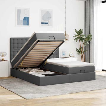 vidaXL Ottoman bed met matrassen 180x200cm stof donkergrijs, Verzenden