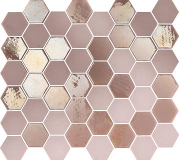 Wand Mozaïek Tegels Factory Hexagon Keramiek Oudroze - Ma.., Nieuw, Ophalen of Verzenden, 20 tot 40 cm, 10 m² of meer