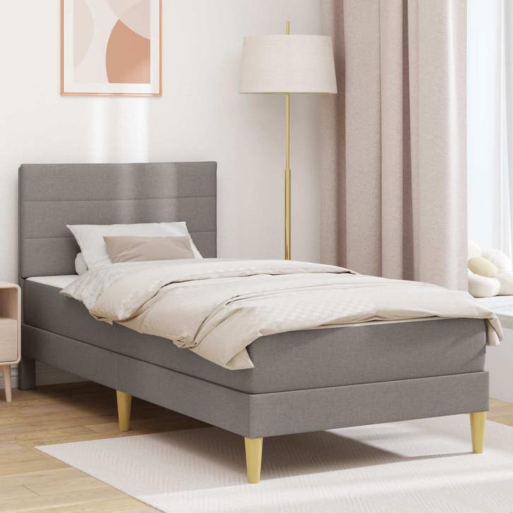 vidaXL Bedframe Taupe 90 x 190 cm Polyester, Huis en Inrichting, Slaapkamer | Matrassen en Bedbodems, Nieuw, Verzenden