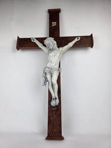 Crucifix - Koekje, Hout - 1850-1900 - Grote wandkruis - 81